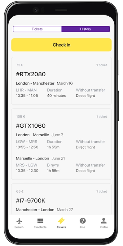 | Android, IOS | Mobile application for airline 5