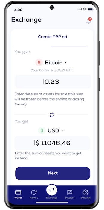 crypto wallet | Android, IOS | Cryptomall — crypto wallet & p2p exchanger 5
