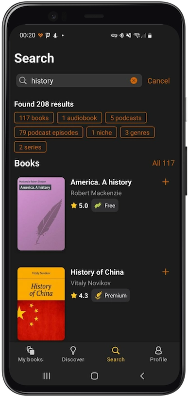 | Android, Windows UWP | MyBook online library 8